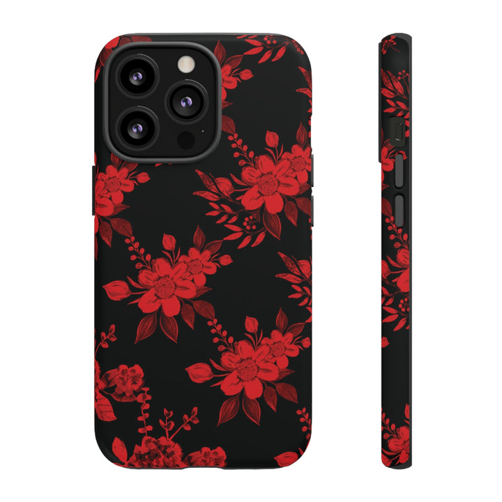 Cute IPhone Case | Red Black Flowers, iPhone 15 Case | iPhone 15 Pro Case, Iphone 14 Case, Iphone 14 Pro Max Case, Protective Iphone Case - Studio40ParkLane