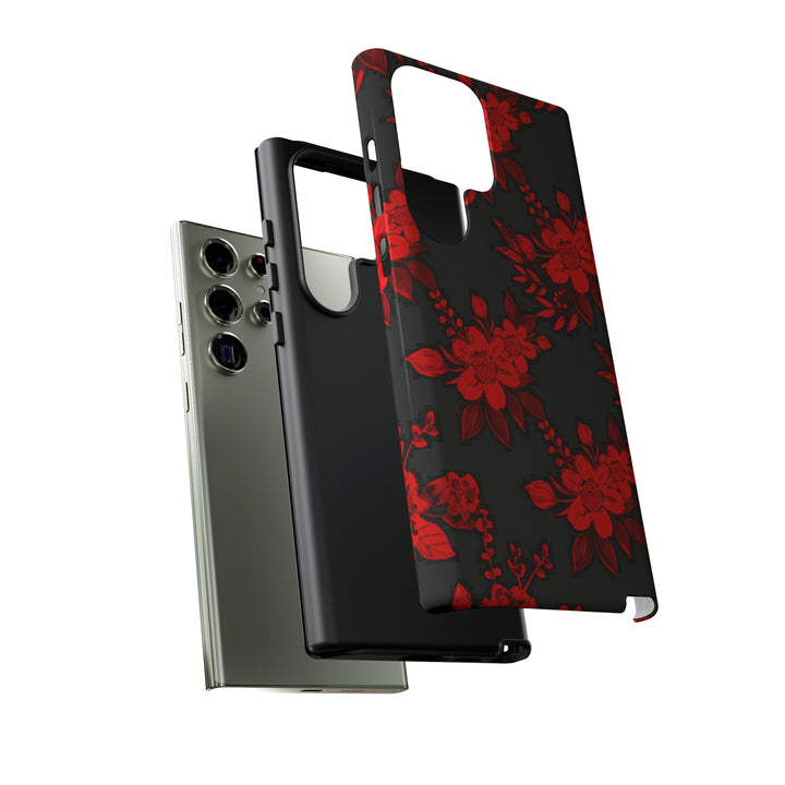 Cute Samsung Phone Case | Aesthetic Samsung Phone Case | Galaxy S23, S22, S21, S20 | Red Black Flowers, Protective Phone Case - Studio40ParkLane