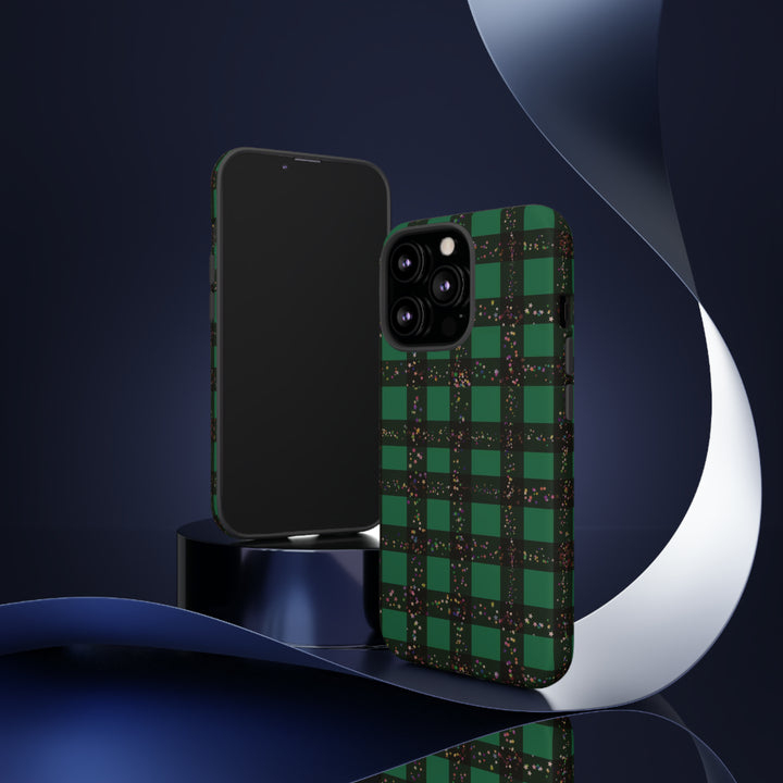 Cute IPhone Case | iPhone 15 Case | iPhone 15 Pro Max Case, Iphone 14 Case, Iphone 14 Pro Max Case IPhone Case for Art Lovers, Green Festive Plaid - Studio40ParkLane