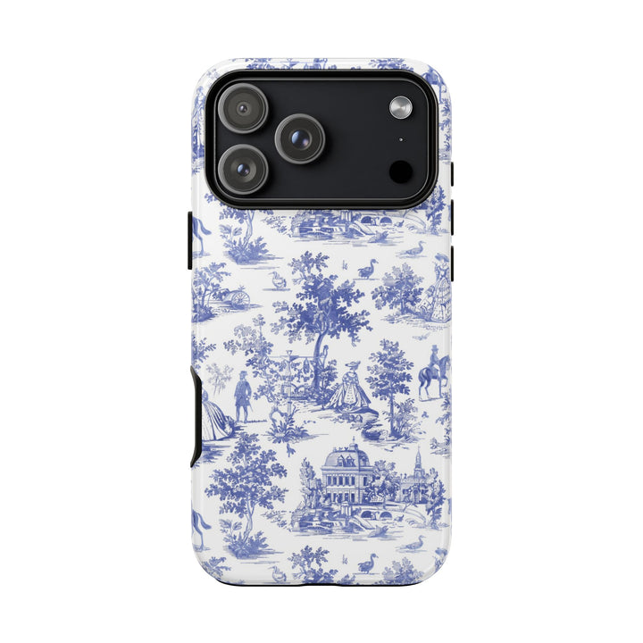 French Toile Blue Coquette Tough Phone Case - For iPhone 17 Pro Max iPhone 16 Pro Case iPhone Iphone 15 Case 14 13 12 11 Cute Phone Case - Studio40ParkLane