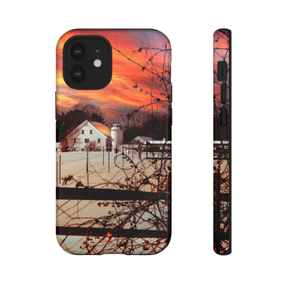 Impact Resistant, Winter Sunset Cute Phone Cases for Samsung S24, S23, S22, S21, IPhone 15 pro Iphone 14 pro Iphone 13 IPhone 12 Iphone 11