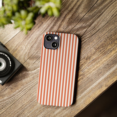 Slim Red Winter Peach Striped Cute Phone Case for Iphone 16 - | iPhone 15 Pro Max Case | iPhone 14 Case 13 12 11 10 9 8 7 X XS Gift for Her