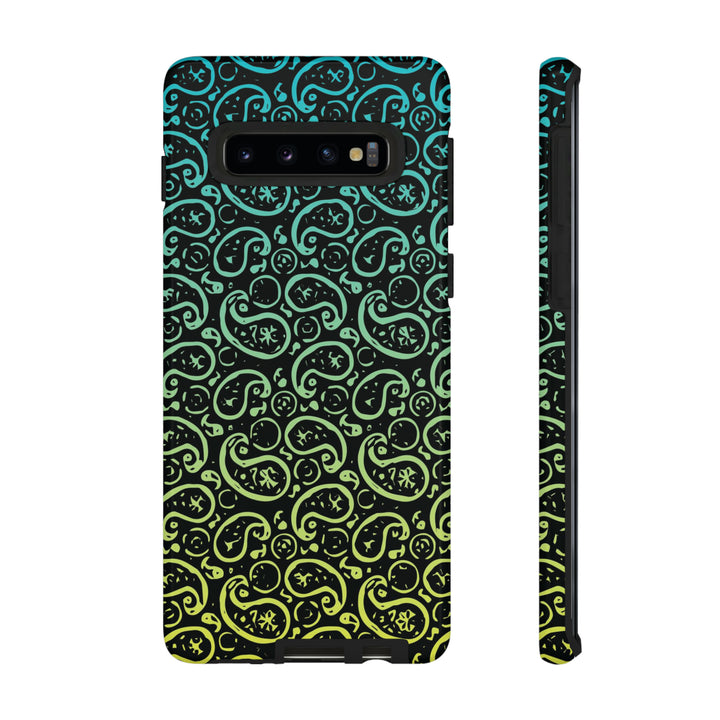 Cute Samsung Phone Case | Aesthetic Samsung Phone Case | Paisley Blue Yellow Black | Galaxy S23, S22, S21, S20 | Luxury Double Layer | Cool - Studio40ParkLane