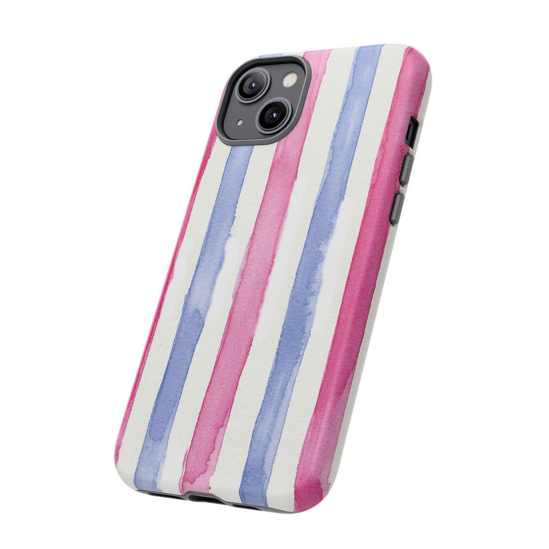 Tough Cute Pink Blue Stripes Phone Case, for IPhone 17 Pro Max | Iphone 17 Air, Iphone 16, IPhone 15, 14 13 12, Samsung Galaxy S26, S25, S24, S23 - Studio40ParkLane
