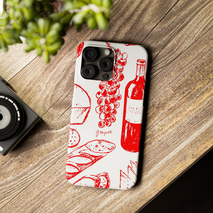 Slim Cute Phone Cases for Iphone | iPhone 15 Case | iPhone 15 Pro Max Case, Iphone 14, Iphone 14 Pro Max, Iphone 13, French Food Wine Red - Studio40ParkLane