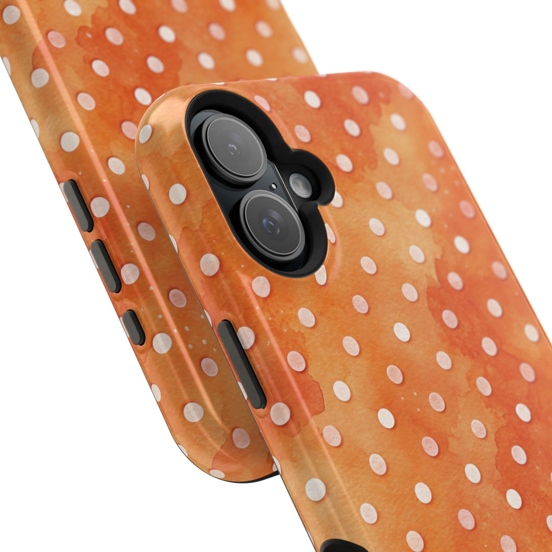 Aesthetic Tough Magsafe Orange Polka Dots Phone Case - For iPhone 17 Pro Max iPhone 16 Pro iPhone 15 Iphone 14 Plus 13 Pro 12 11 10 XR - Studio40ParkLane
