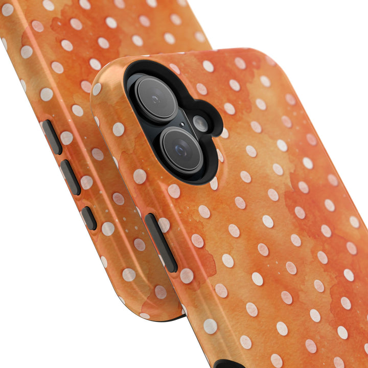 Aesthetic Tough Magsafe Orange Polka Dots Phone Case - For iPhone 17 Pro Max iPhone 16 Pro iPhone 15 Iphone 14 Plus 13 Pro 12 11 10 XR - Studio40ParkLane