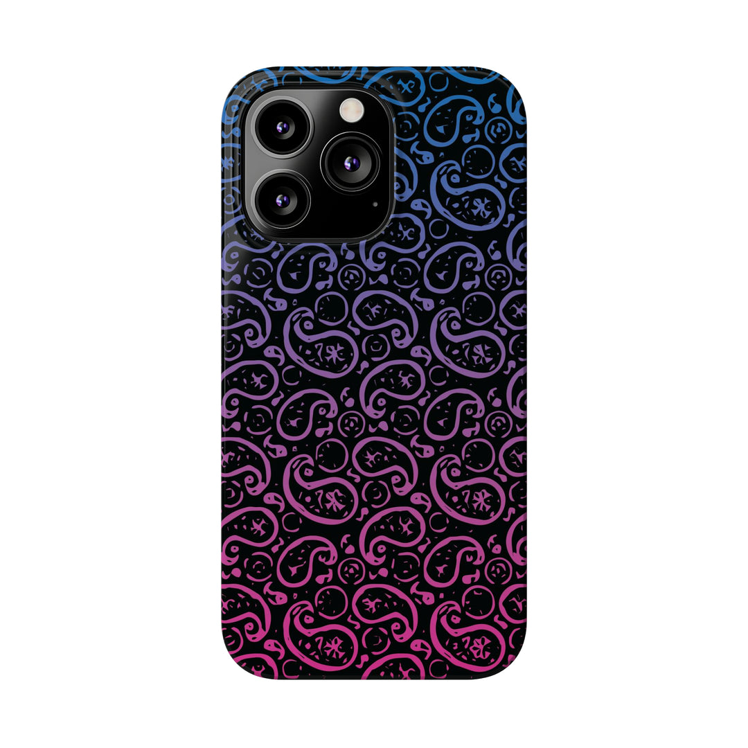 Slim Cute Phone Cases for Iphone - | iPhone 15 Case | iPhone 15 Pro Max Case, Iphone 14 Case, Iphone 14 Pro Max, Iphone 13, Paisley Blue Pink Black - Studio40ParkLane