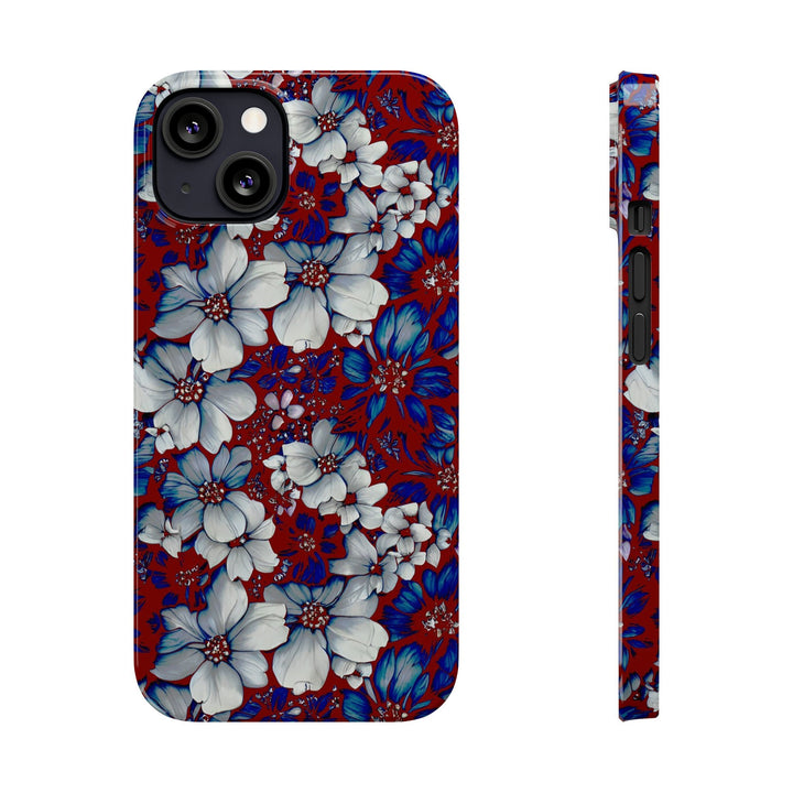 Slim Cute Phone Cases for Iphone - | iPhone 15 Case | iPhone 15 Pro Max Case, Iphone 14 Case, Iphone 14 Pro Max, Iphone 13, Red Blue Flowers - Studio40ParkLane