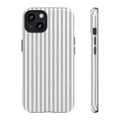 Tough Premium Ash Grey Stripes Phone Case Gift for Her - For Apple iPhone 16 Pro Max 16e iPhone 15 Pro iPhone Iphone 14 Plus 13 Pro 12 SE XR - Studio40ParkLane