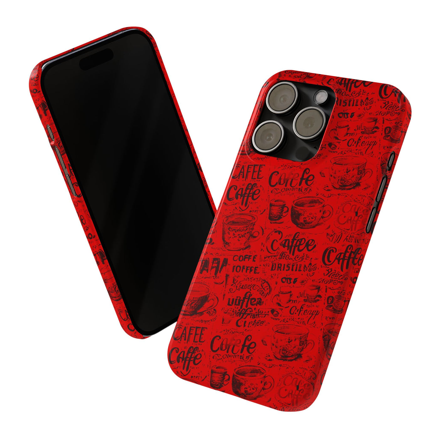 Slim Cute iPhone Cases - | iPhone 15 Case | iPhone 15 Pro Max Case, Iphone 14 Case, Iphone 14 Pro Max, Iphone 13, Red Black Coffee