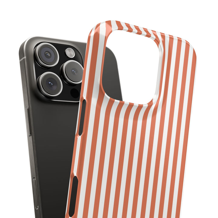 Slim Red Winter Peach Striped Cute Phone Case for Iphone 16 - | iPhone 15 Pro Max Case | iPhone 14 Case 13 12 11 10 9 8 7 X XS Gift for Her