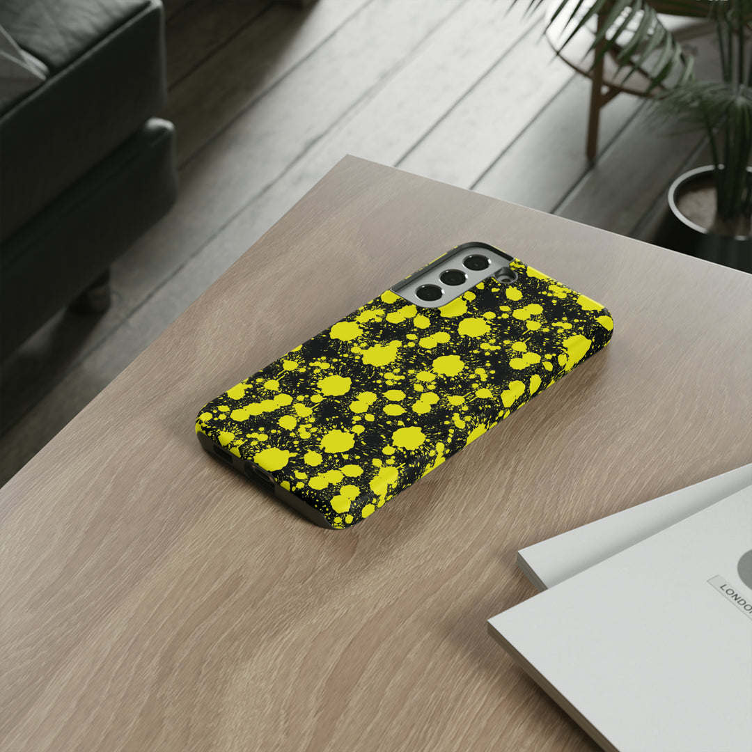 Cute Samsung Phone Case | Aesthetic Samsung Phone Case | Paint Splash Yellow Black | Galaxy S23, S22, S21, S20 | Luxury Double Layer | Cool - Studio40ParkLane