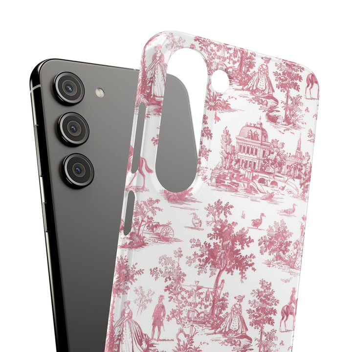 Sleek Snap Pink French Toile Cute Phone Case for iPhone 16 15 14 13 12 11 X Xs Max Xr Pro Plus Samsung Galaxy S24 S23 S22 S21 S20 Note Ultra