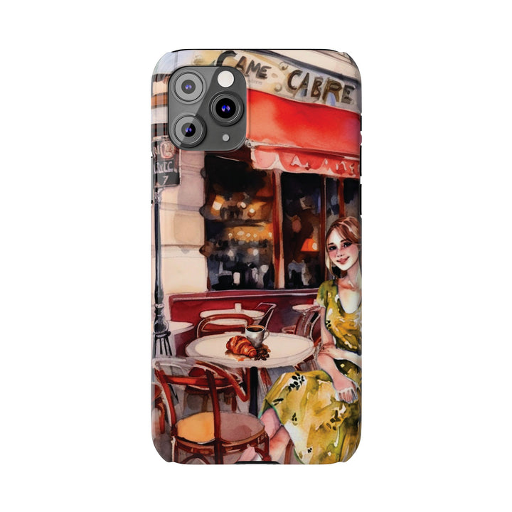 Slim Cute Phone Cases for Iphone - | iPhone 15 Case | iPhone 15 Pro Max Case, Iphone 14 Case, Iphone 14 Pro Max, Iphone 13, Paris Cafe Coffee Croissant - Studio40ParkLane