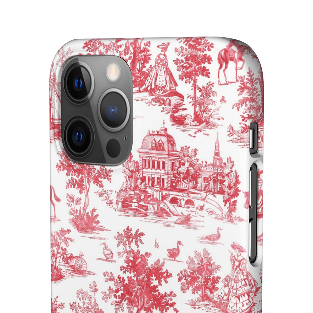 Snap French Toile Personalized Initial Custom Gift for Her Cute Phone Cases for Samsung S24, S23, S22, S21, S20, Plus and Ultra and Iphone, 16, 15, 14, 13, 12, 11. 10 - Studio40ParkLane