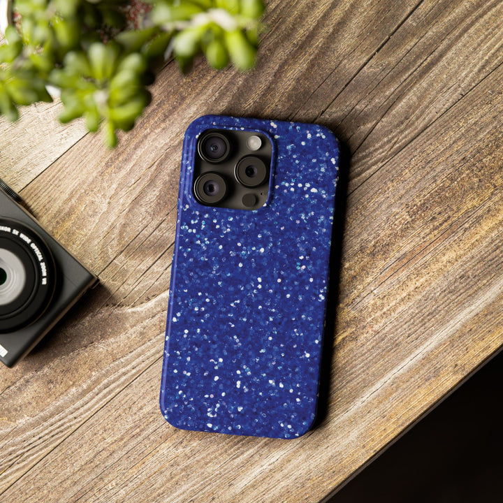 Slim Blue Muted Faux Play on Glitter Effect Cute Phone Cases for Iphone 16 Pro Max | iPhone 15 Case | iPhone 15 Pro Max Case, Iphone 14, Iphone 14 Pro Max, Iphone 13 12 11 8 7 - Studio40ParkLane