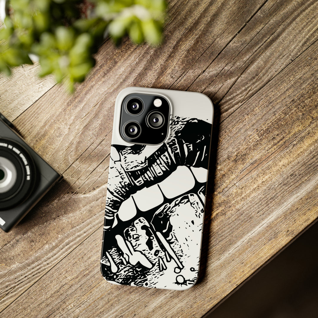 Slim Cute Phone Cases for Iphone - | iPhone 15 Case | iPhone 15 Pro Max Case, Iphone 14 Case, Iphone 14 Pro Max, Iphone 13, Smile Lips Black and White - Studio40ParkLane