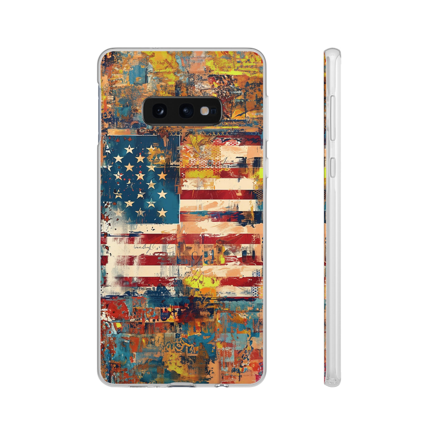 Cute Flexi Phone Cases, US Flag Abstract, Compatible with Samsung Galaxy S23, Samsung S22, Samsung S21, Samsung S20, Galaxy S20 Ultra