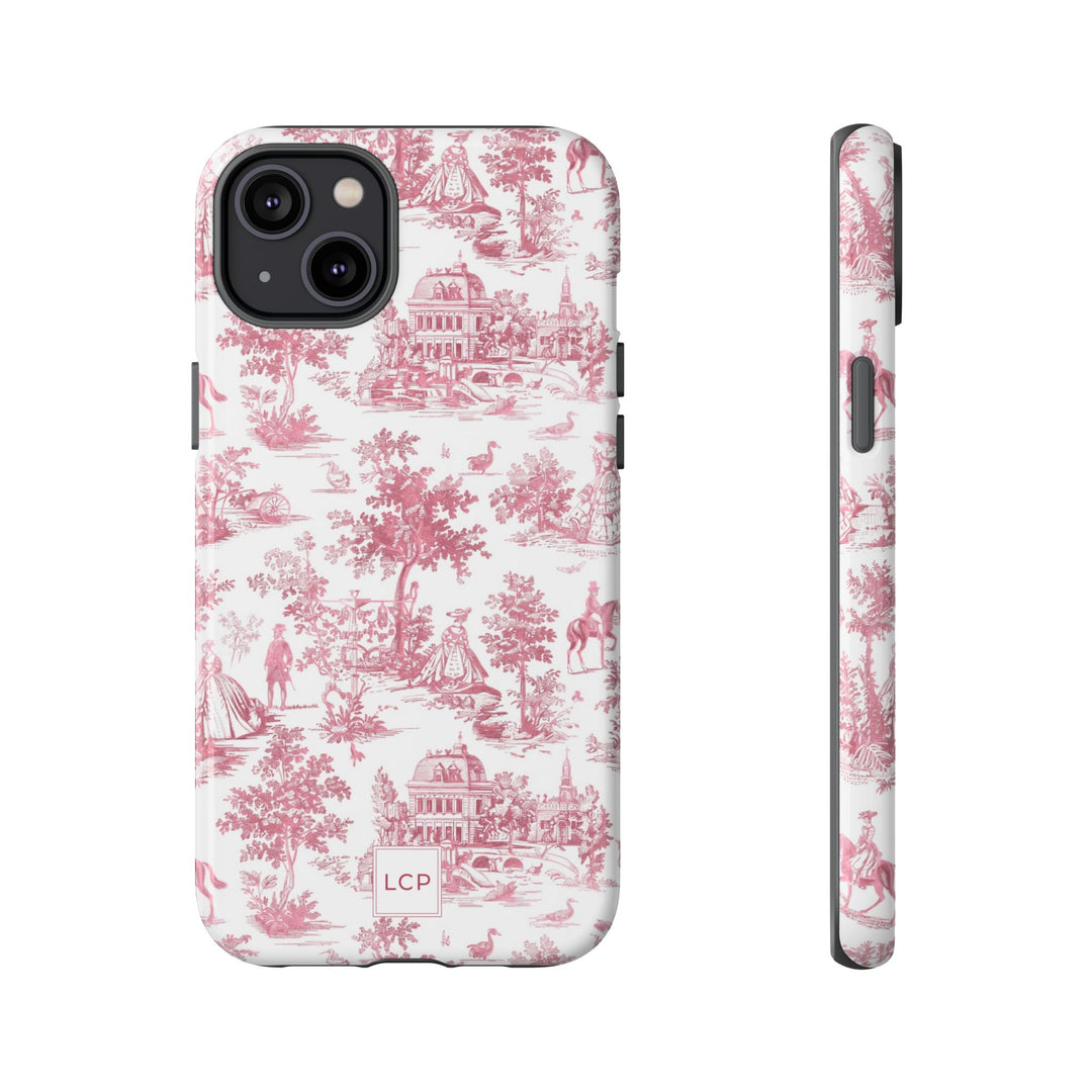 Personalized Custom French Toile Tough Cute Phone Case For Apple iPhone 18, 17, 16, 15 14, Pro Max, Samsung Galaxy S26, S25, S24 Plus Ultra