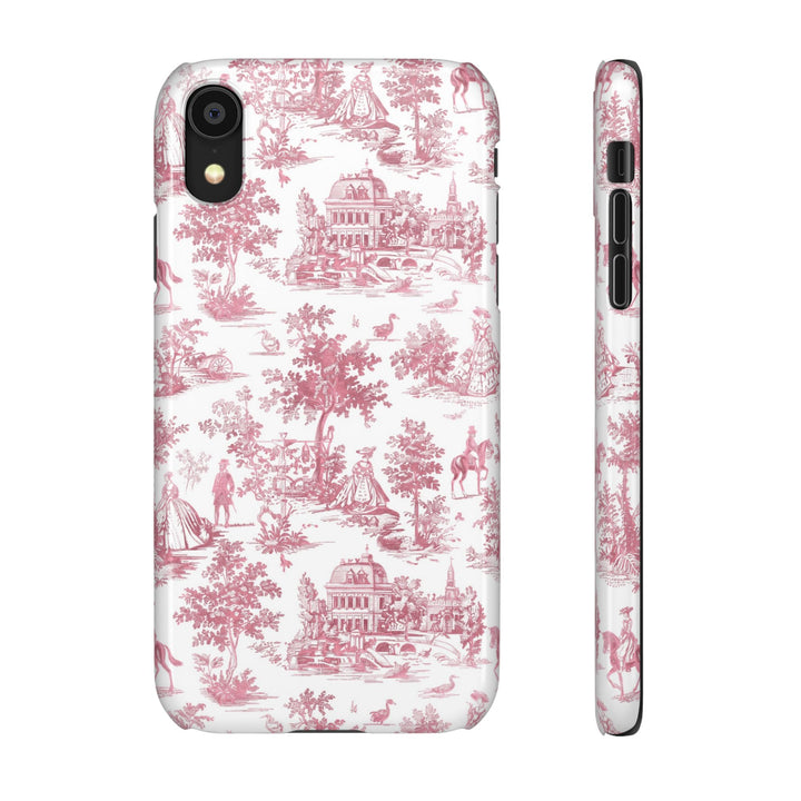 Sleek Snap Pink French Toile Cute Phone Case for iPhone 16 15 14 13 12 11 X Xs Max Xr Pro Plus Samsung Galaxy S24 S23 S22 S21 S20 Note Ultra