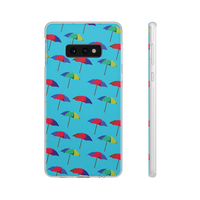 Cute Flexi Samsung Phone Cases, Colorful Beach Parasol Blue Galaxy S23 Phone Case, Samsung S22 Case, Samsung S21 Case, S20 Plus