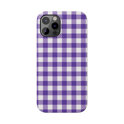 Slim Purple Gingham Gift for Her Cute Phone Cases for Iphone 16 Pro Max | iPhone 15 Case | iPhone 15 Pro Max Case, Iphone 14, 13, 12, 11, 10, 8, 7