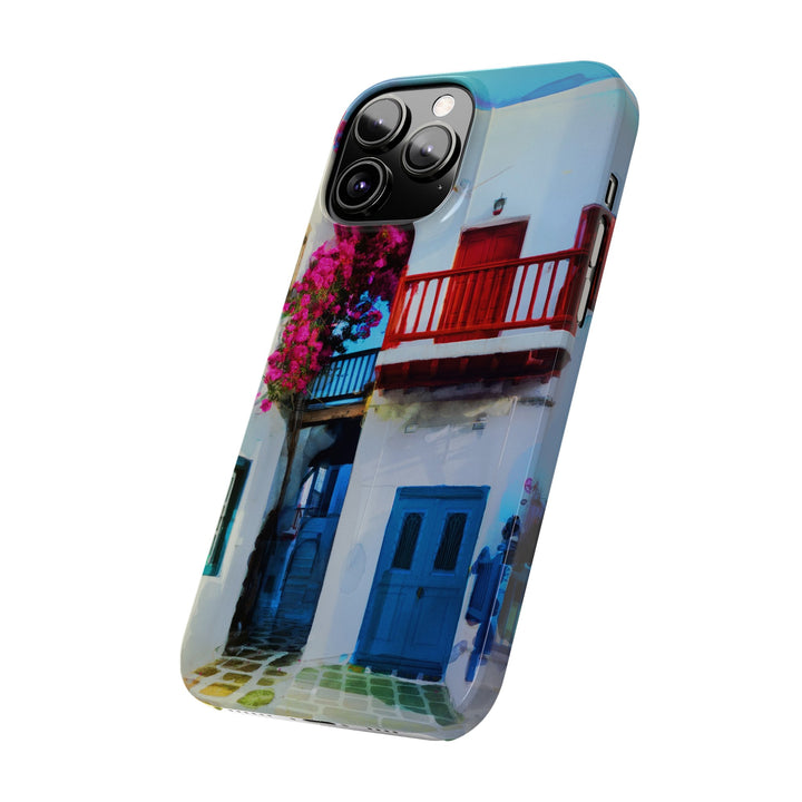 Slim Cute Phone Cases for Iphone | iPhone 15 Case | iPhone 15 Pro Max Case, Iphone 14, Iphone 14 Pro Max, Iphone 13, Colorful Greek Alley Watercolor - Studio40ParkLane