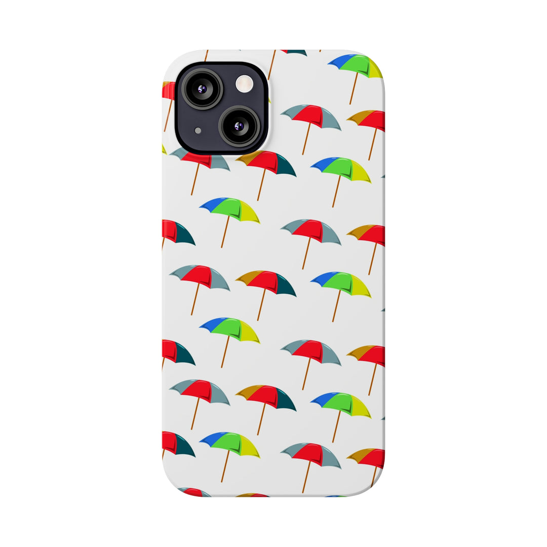 Slim Cute Phone Cases for Iphone - | iPhone 15 Case | iPhone 15 Pro Max Case, Iphone 14 Case, Iphone 14 Pro Max, Iphone 13, Colorful Beach Parasol - Studio40ParkLane
