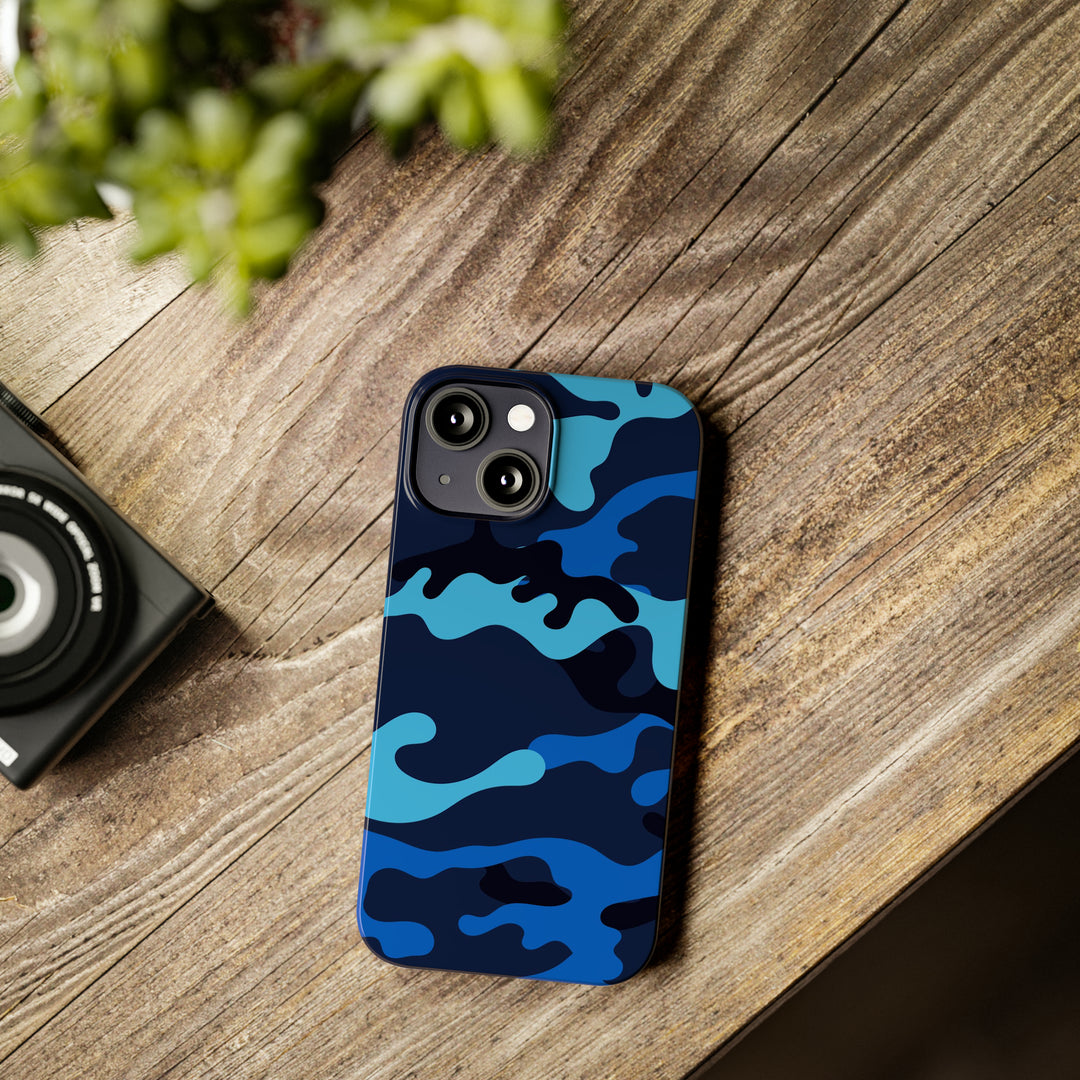 Slim Cute Phone Cases for Iphone - | iPhone 15 Case | iPhone 15 Pro Max Case, Iphone 14 Case, Iphone 14 Pro Max, Iphone 13, Blue Camouflage - Studio40ParkLane