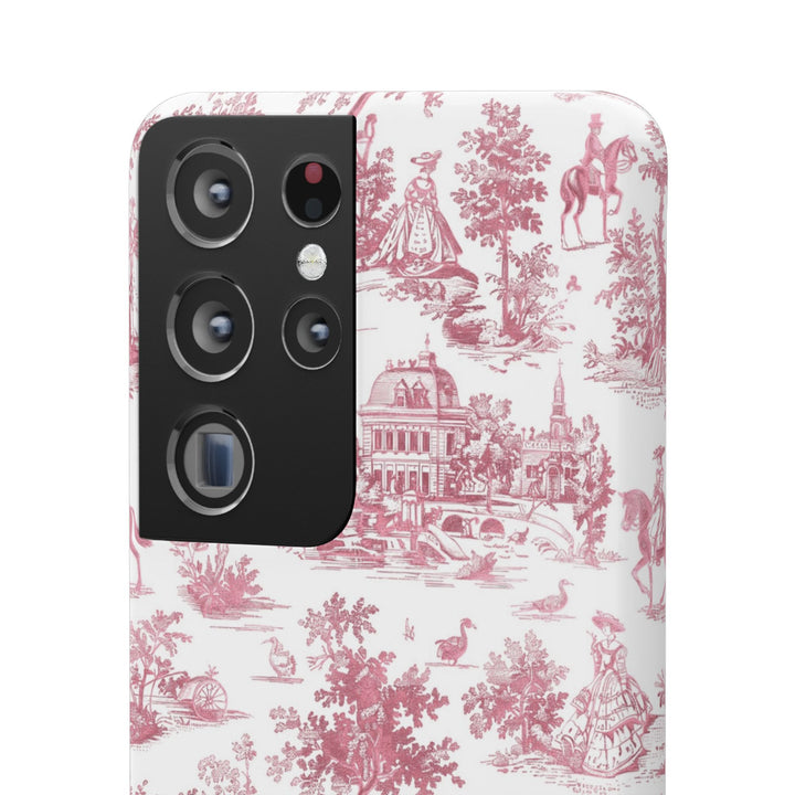 Sleek Snap Pink French Toile Cute Phone Case for iPhone 16 15 14 13 12 11 X Xs Max Xr Pro Plus Samsung Galaxy S24 S23 S22 S21 S20 Note Ultra