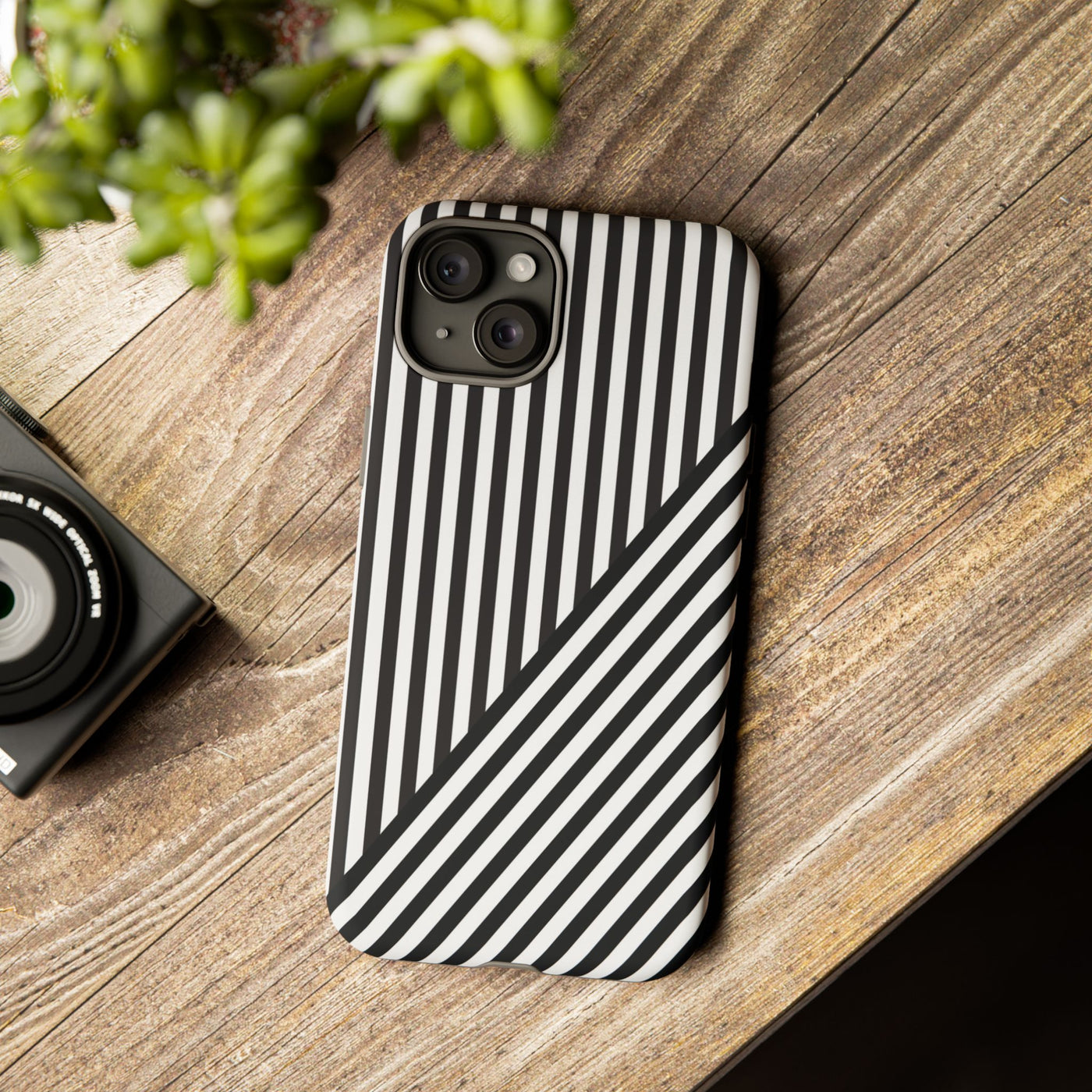 Aesthetic Tough Black White Stripes Phone Case - For iPhone 17 Pro Max iPhone 16 Pro iPhone 15 Iphone 14 Plus 13 Pro 12 11 10 XR - Studio40ParkLane
