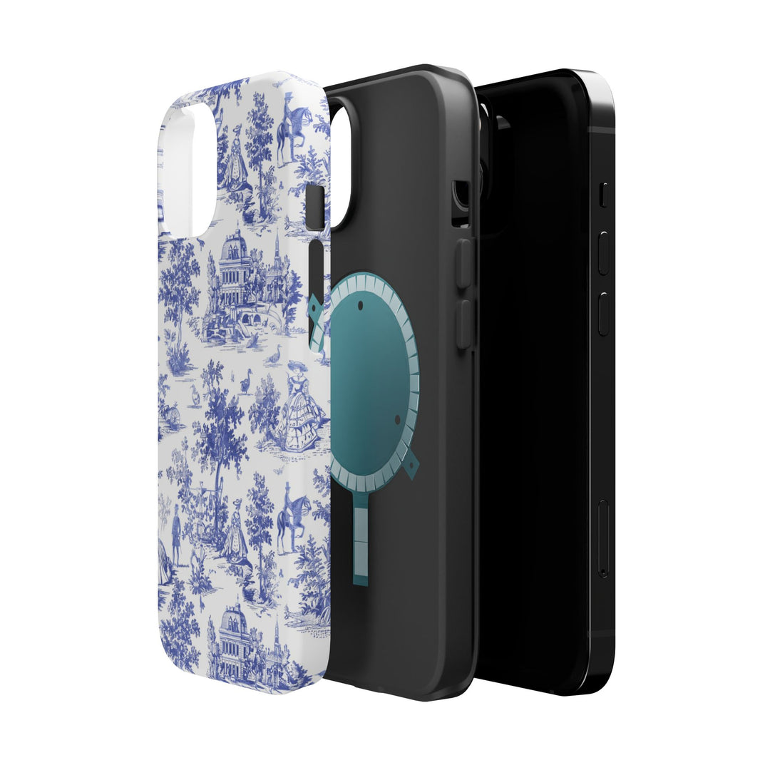Blue Toile Magnetic Impact-Resistant Cute Phone Case for Iphone 16, iPhone 15 Pro Max Plus 14, 13, 12, 11 Gift for her - Studio40ParkLane