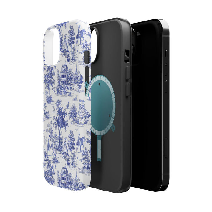 Blue Toile Magnetic Impact-Resistant Cute Phone Case for Iphone 16, iPhone 15 Pro Max Plus 14, 13, 12, 11 Gift for her - Studio40ParkLane