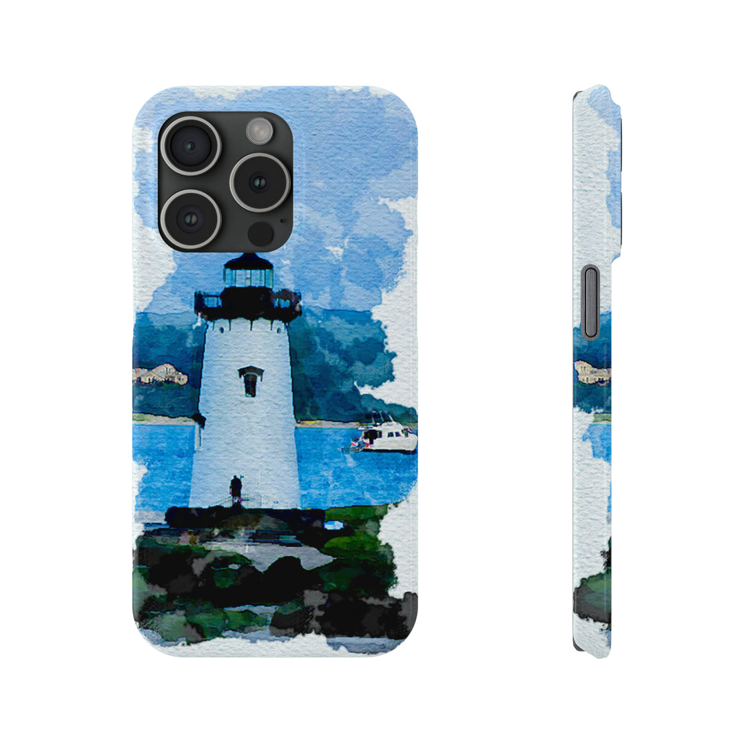 Slim Cute Phone Cases for Iphone - | iPhone 15 Case | iPhone 15 Pro Max Case, Iphone 14 Case, Iphone 14 Pro Max, Iphone 13, Beach Lighthouse Blue - Studio40ParkLane