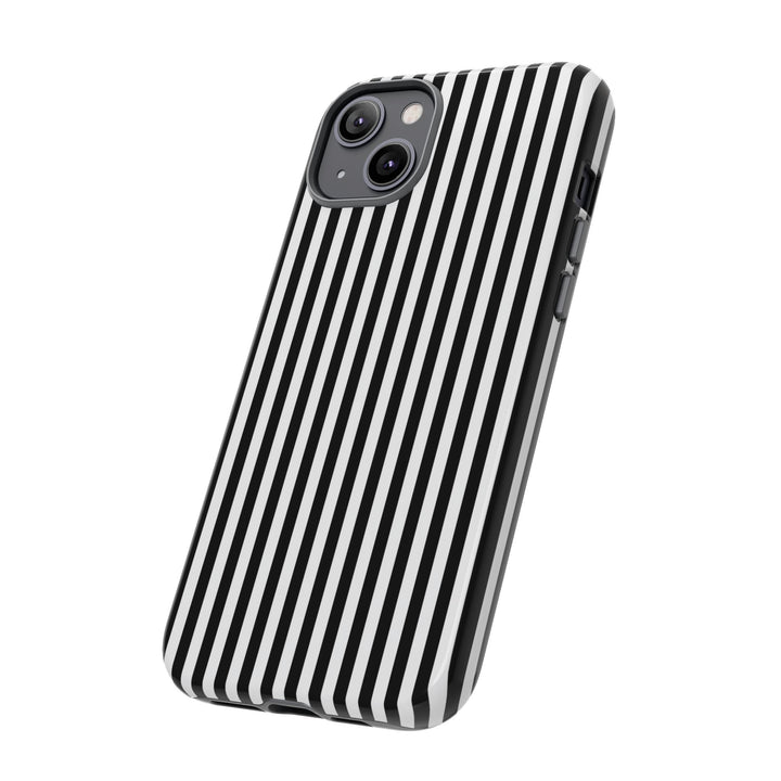 Tough Premium Black White Stripes Phone Case Gift for Her - For Apple iPhone 16 Pro Max 16e iPhone 15 Pro iPhone Iphone 14 Plus 13 Pro 12 SE XR - Studio40ParkLane