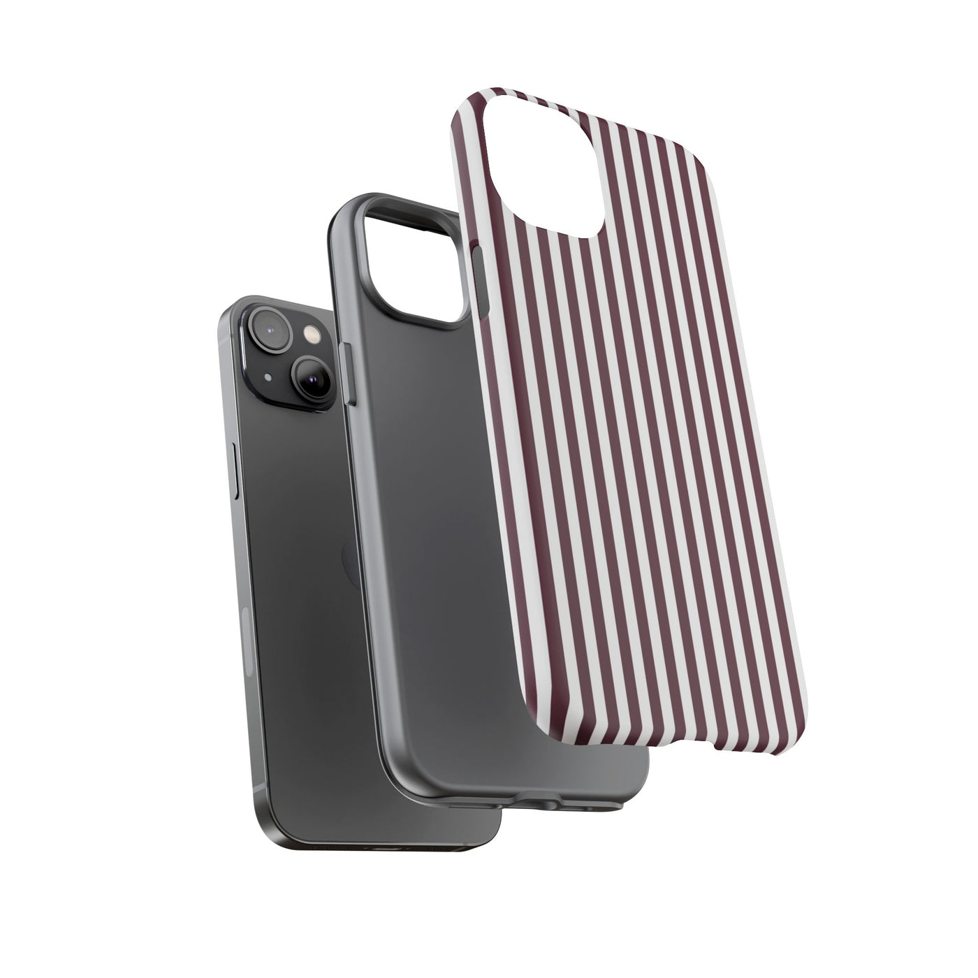 Tough Premium Burgundy Stripes Phone Case Gift for Her - For Apple iPhone 16 Pro Max 16e iPhone 15 Pro iPhone Iphone 14 Plus 13 Pro 12 SE XR - Studio40ParkLane