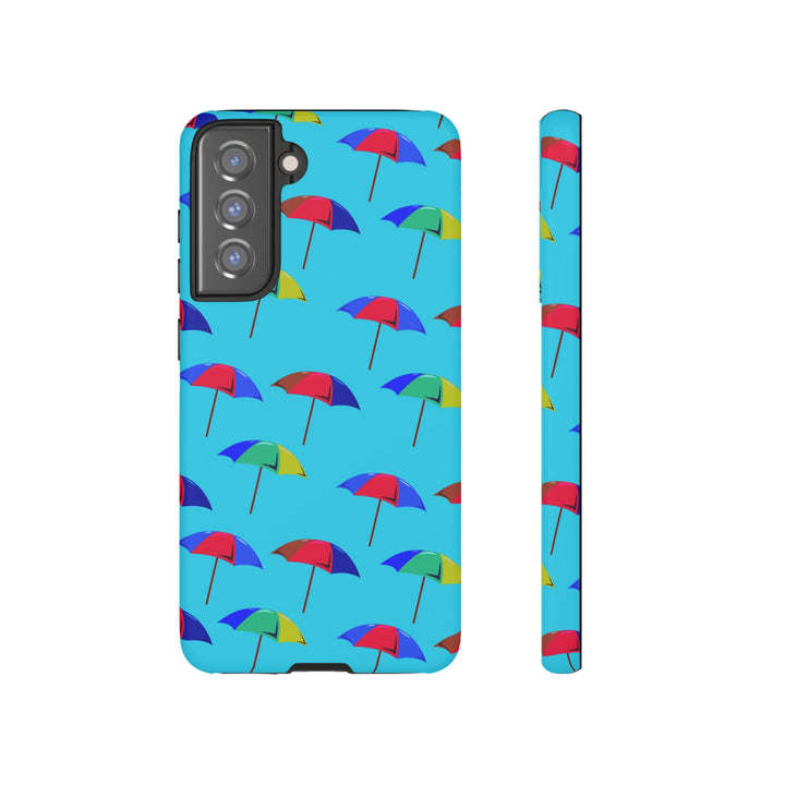 Cute Samsung Phone Case | Aesthetic Samsung Phone Case | Galaxy S23, S22, S21, S20 | Colorful Beach Parasols Blue, Protective Phone Case - Studio40ParkLane