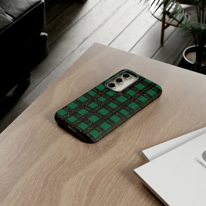 Cute Samsung Phone Cases, Designer Samsung Galaxy S23 Phone Case, Samsung S22 Case, Samsung S21 Case, Samsung S20 Case, Green Festive Plaid - Studio40ParkLane