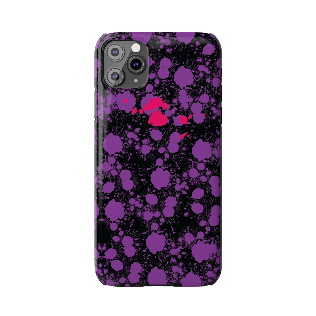 Slim Cute Phone Cases for Iphone - | iPhone 15 Case | iPhone 15 Pro Max Case, Iphone 14 Case, Iphone 14 Pro Max, Iphone 13, Purple Pink Paint Blots Splash - Studio40ParkLane