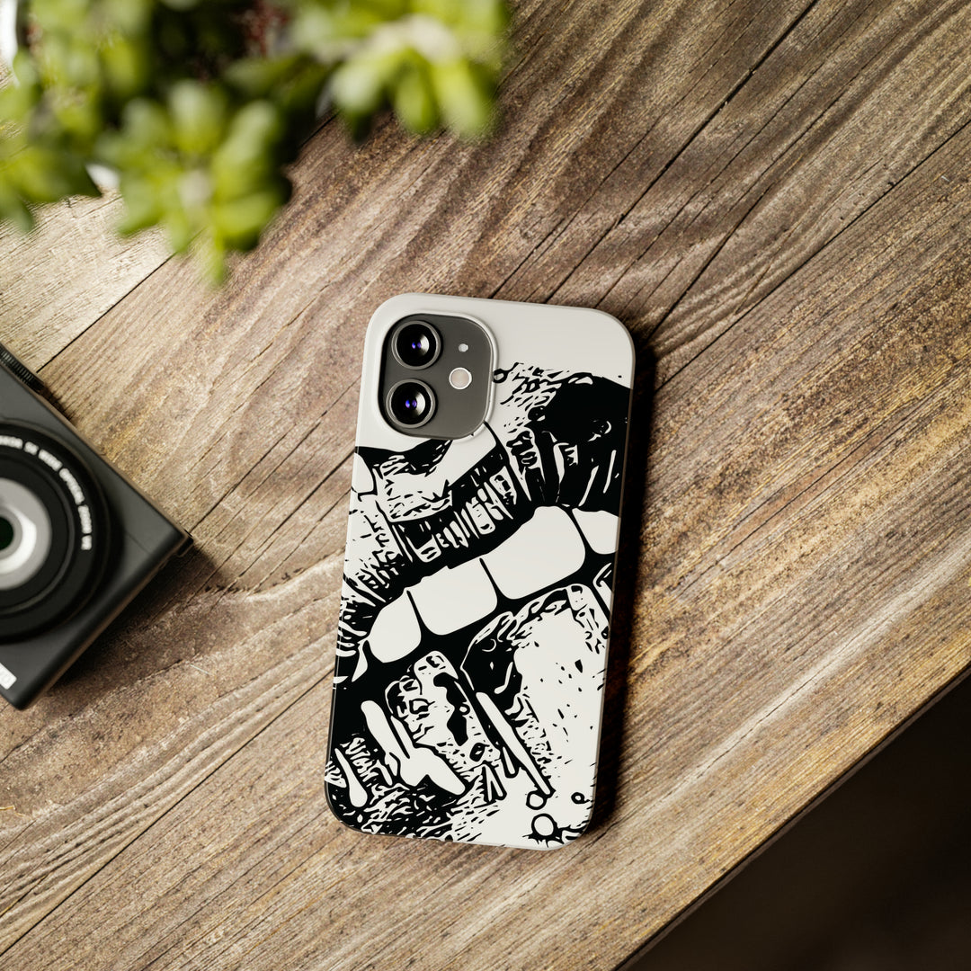 Slim Cute Phone Cases for Iphone - | iPhone 15 Case | iPhone 15 Pro Max Case, Iphone 14 Case, Iphone 14 Pro Max, Iphone 13, Smile Lips Black and White - Studio40ParkLane