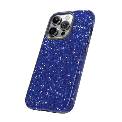 Chic Blue Faux Play on Glitter Effect Cute Phone Case, for IPhone 16 pro Max | Iphone 15, Iphone 14, IPhone 13 Case, 11 8 7, Samsung Galaxy S24, S23, S22, S21, 2 Layer Protection