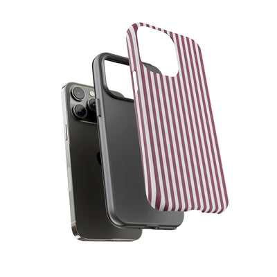 Tough Premium Old Claret Stripes Phone Case Gift for Her - For Apple iPhone 16 Pro Max 16e iPhone 15 Pro iPhone Iphone 14 Plus 13 Pro 12 SE XR - Studio40ParkLane