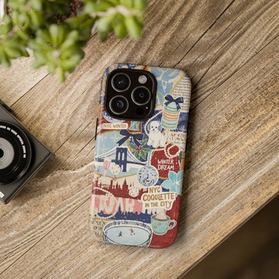 New York Winter Coquette Collage Tough Premium Phone Case - For iPhone 17 Pro Max iPhone 16 Pro iPhone 15 Iphone 14 Plus 13 Pro 12 11 10 XR