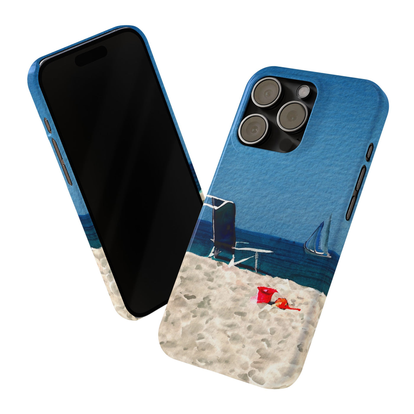 Slim Cute Phone Cases for Iphone - | iPhone 15 Case | iPhone 15 Pro Max Case, Iphone 14 Case, Iphone 14 Pro Max, Iphone 13, Summer Beach Chair Watercolor