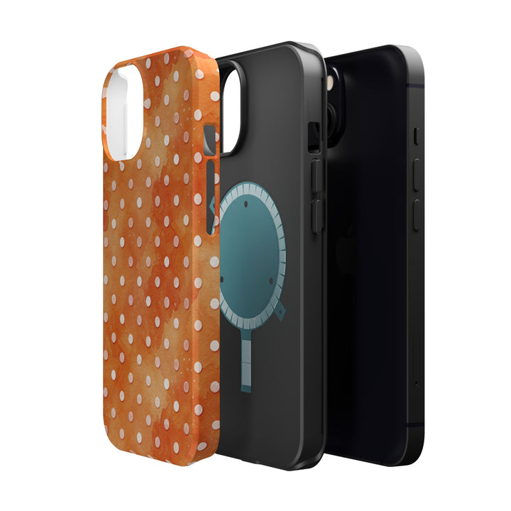 Aesthetic Tough Magsafe Orange Polka Dots Phone Case - For iPhone 17 Pro Max iPhone 16 Pro iPhone 15 Iphone 14 Plus 13 Pro 12 11 10 XR - Studio40ParkLane
