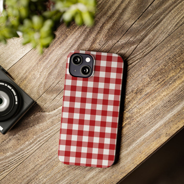 Slim Red Gingham Gift for Her Cute Phone Cases for Iphone 16 Pro Max | iPhone 15 Case | iPhone 15 Pro Max Case, Iphone 14, 13, 12, 11, 10, 8, 7 - Studio40ParkLane