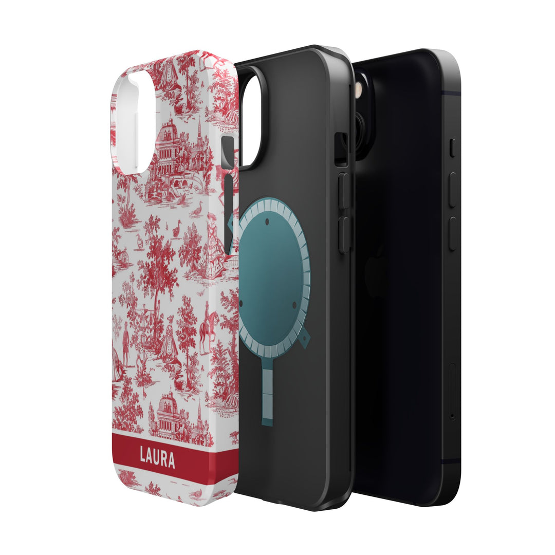 Magsafe French Toile Personalized Initial Custom Gift for Her Cute Phone Cases for Iphone 16 Pro Max | iPhone 15 Case | iPhone 15 Pro Max Case, Iphone 14, 13, 12, 11, 10, 8, 7 - Studio40ParkLane