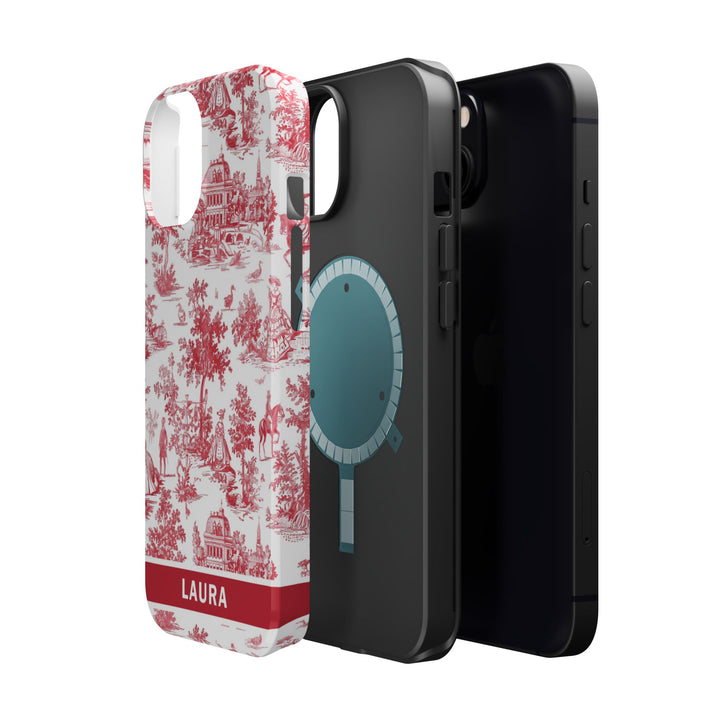 Magsafe French Toile Personalized Initial Custom Gift for Her Cute Phone Cases for Iphone 16 Pro Max | iPhone 15 Case | iPhone 15 Pro Max Case, Iphone 14, 13, 12, 11, 10, 8, 7 - Studio40ParkLane