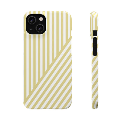 Aesthetic Yellow Beige Stripes Cute Phone Case Sleek Snap - For iPhone 17 Pro Max iPhone 16 Pro iPhone 15 Iphone 14 Plus 13 Pro 12 11 10 Gift